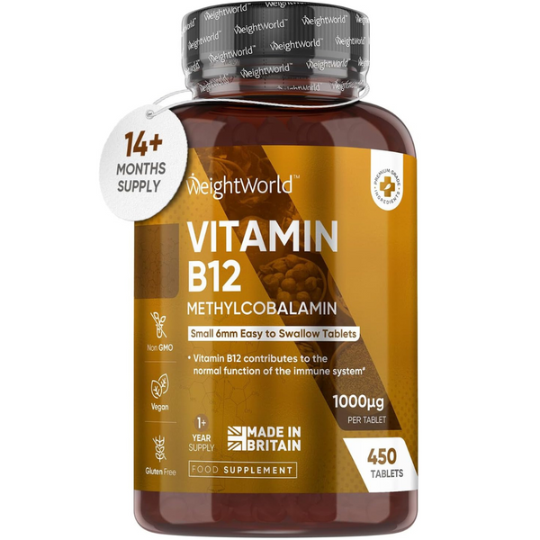 فيتامين ب 12 طبيعي ميثيل 1000 مكجم 450 قرص WeightWorld Vitamin B12 Methylcobalamin (Best Before 01-11-2026)