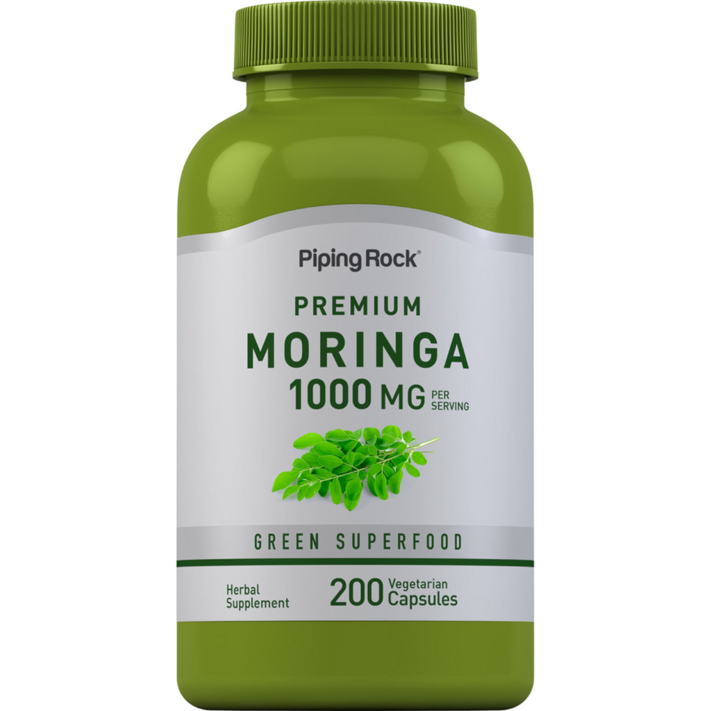 اوراق مورينجا 500 ملغم 200 كبسولة PipingRock Premium Moringa Oleifera (Best Before 01-10-2026)