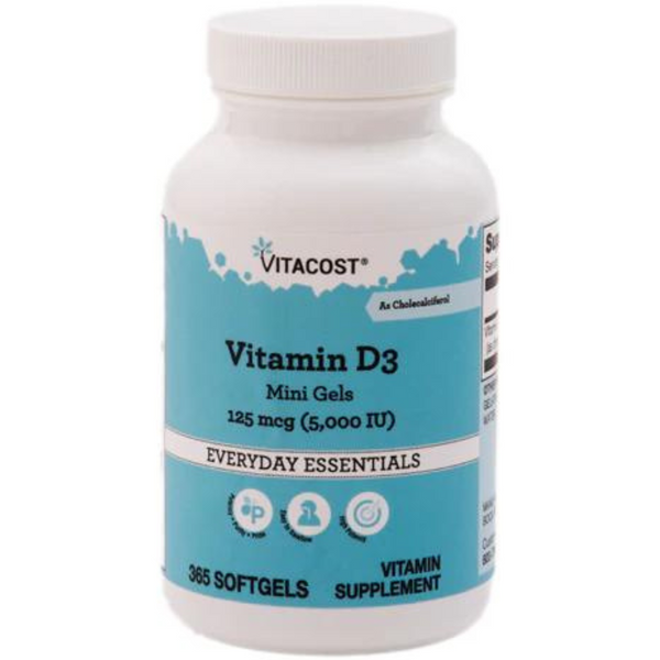 فيتامين د3 5000 وحدة 365 حبة Vitacost Vitamin D3 Mini Gels (Best Before 01-08-2026)