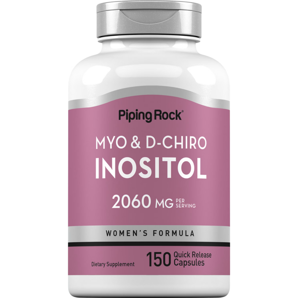 الأفضل لتكيّس المبايض ميو اينيزوتول د تشيرو 150 كبسولة PipingRock Myo & D-Chiro Inositol for Women Non-GMO (Best Before 01-04-2027)