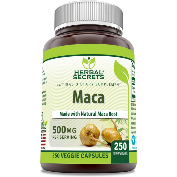 جذور الماكا 500 ملجم 250 كبسولة Herbal Secrets Maca (Best Before 01-07-2028)