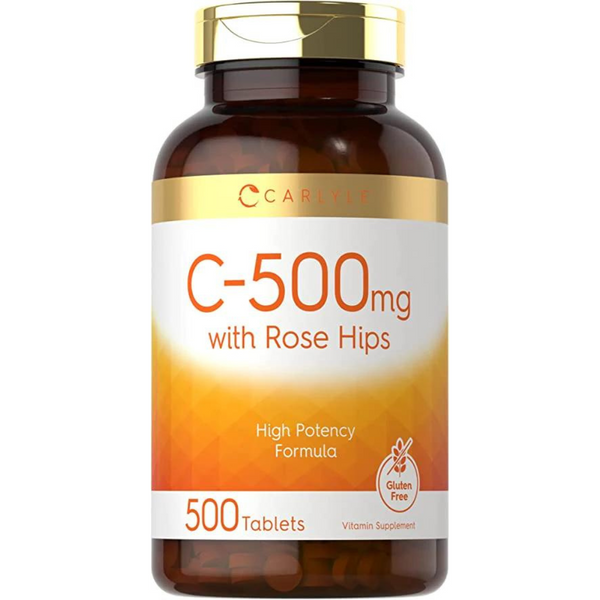 فيتامين سي 500 ملجم مع ثمر الورد 500 قرص Carlyle Vitamin C with Rose Hips Non-GMO (Best Before 01-06-2025)