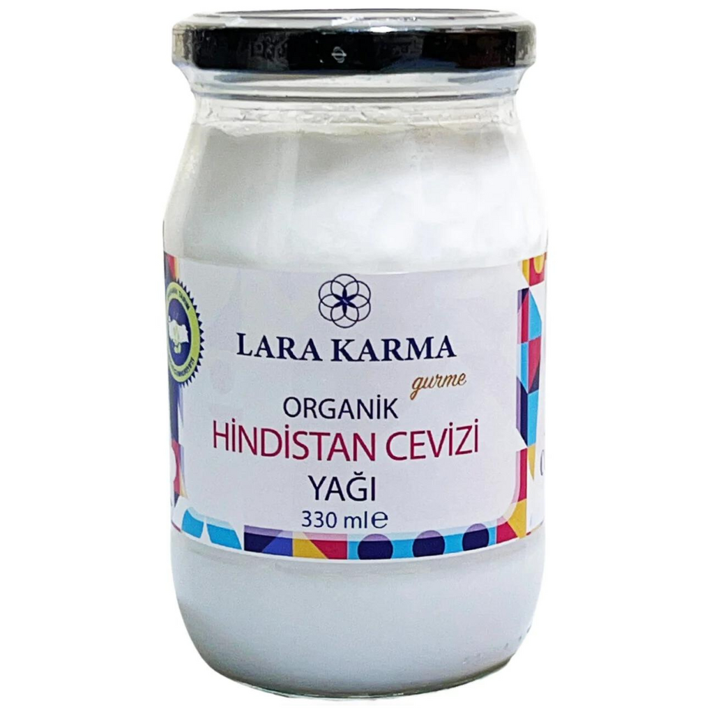 زيت جوز الهند العضوي المعصور على البارد 330 مل (زبدة جوز الهند) (منتج تركي) Lara Karma Organic Coconut Oil (Best Before 01-08-2025)