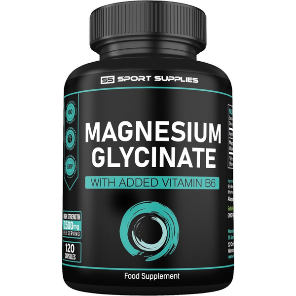 مغنيسيوم جلايسينيت كليتد 157.5 ملغم مع ب6 120 كبسولة SS Sport Supplies Magnesium Glycinate Chelated & Vitamin B6 High Strength (Best Before 01-04-2026)