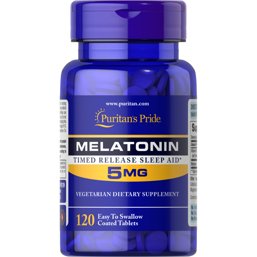 ميلاتونين 5 ملجم مع فيتامين ب6 لتعزيز الامتصاص 120 قرص Puritan's Pride Timed Release Melatonin with B-6 (Best Before 01-10-2025)