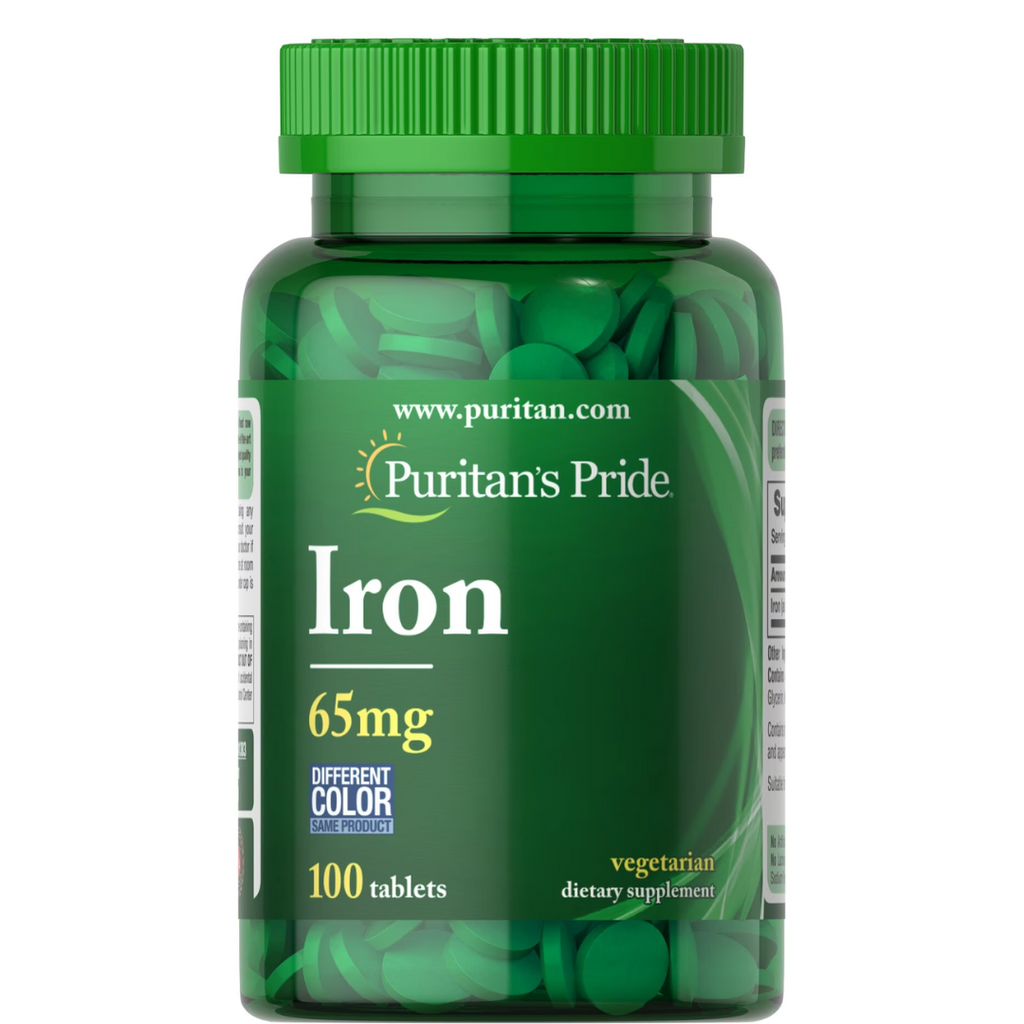 حديد 65 ملجم 100 قرص Puritan's Pride Iron (Ferrous Sulfate) (Best Before 01-07-2025)