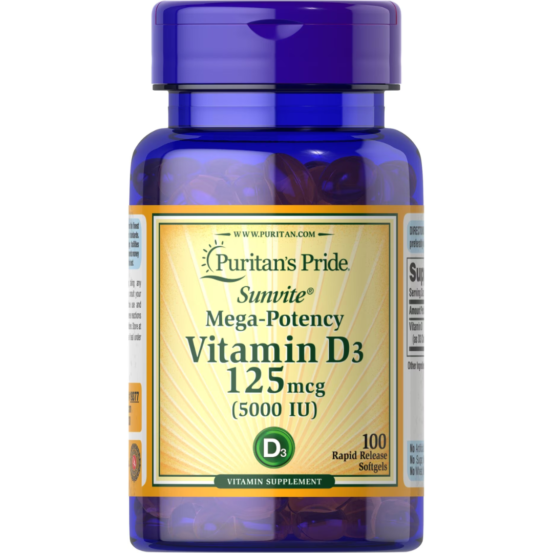فيتامين د3 5000 وحدة 100 حبة Puritan's Pride Vitamin D3 (Best Before 01-01-2028)