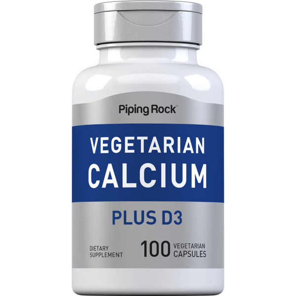 كالسيوم طبيعي نباتي بحري 240 ملجم و فيتامين د3 500 وحدة ومغنيسيوم 100 كبسولة PipingRock VEGETARIAN Calcium Plus D3 From Red Algae (Best Before 01-07-2027)