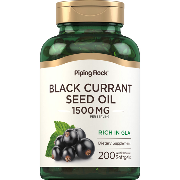 زيت بذور الكشمش الأسود 500 ملجم 200 حبة PipingRock Black Currant Seed Oil (Best Before 01-10-2027)