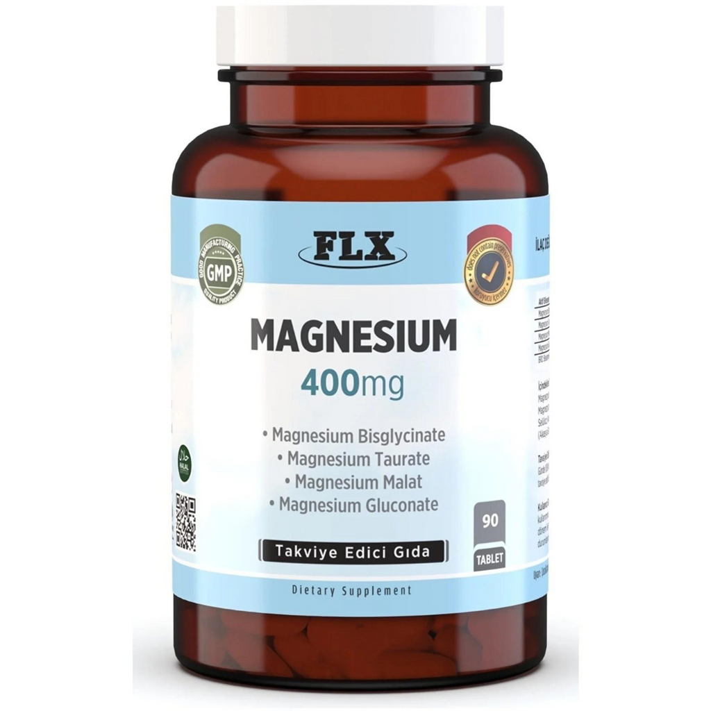 مغنيسيوم كومبلكس 57 ملغم باي جلايسينيت كليتد + ماليت + توريت + جلوكونيت 90 قرص (منتج تركي) FLX Magnesium Bisglycinate Malate Taurate Gluconate (Best Before 01-06-2027)
