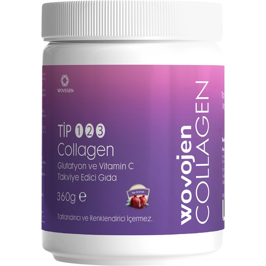 كولاجين بودرة بيبتايد الأفضل النوع الاول والثالث والثاني + فيتامين سي + جلوتاثيون 360 غرام (منتج تركي) Wovojen Collagen Type 1-2-3 Glutathione And Vitamin C (Best Before 01-12-2025)
