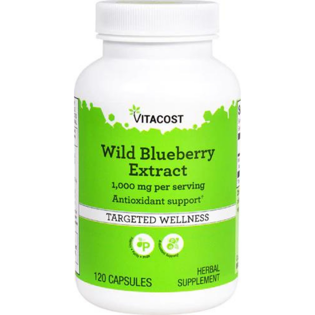 خلاصة توت أزرق بري مركّز 5:1 يعادل 2500 ملجم 120 كبسولة Vitacost Wild Blueberry Extract (Best Before 01-01-2025)