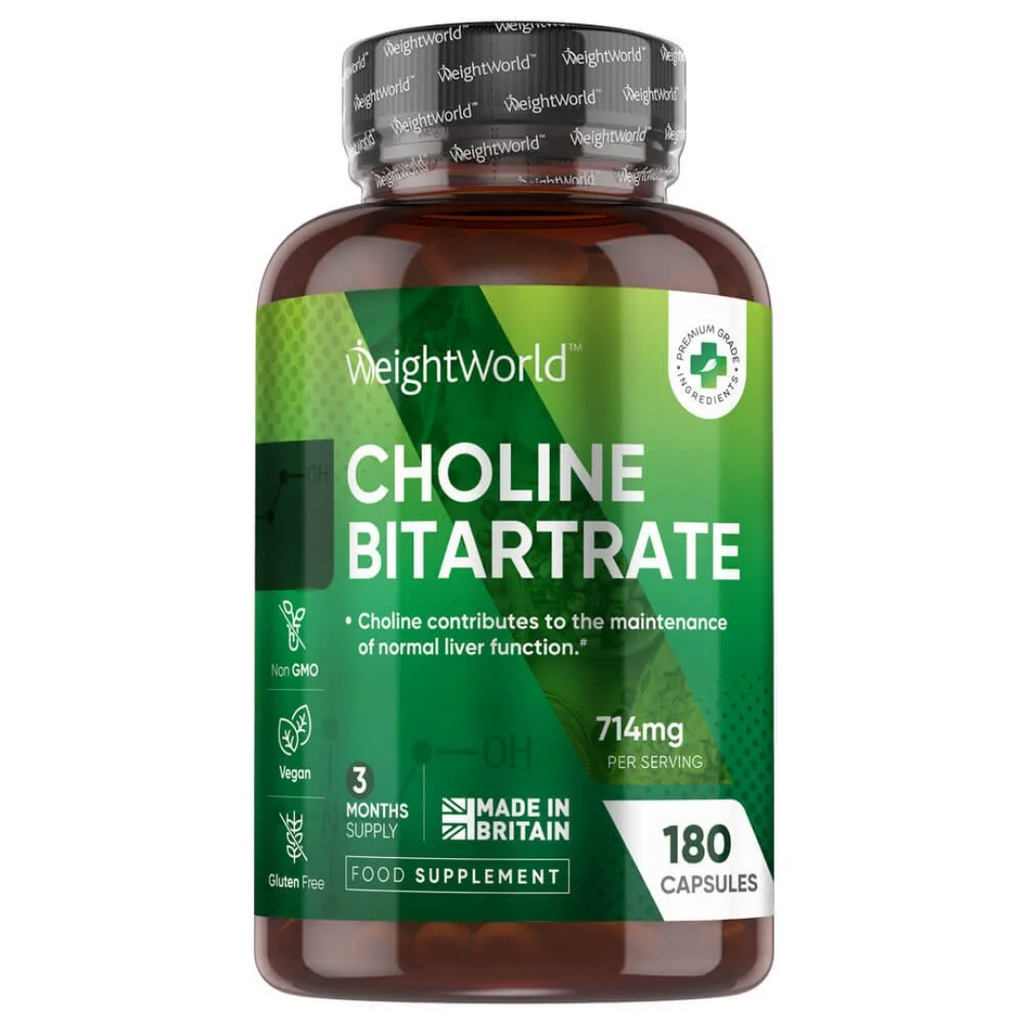 كولين (فيتامين ب4) 357 ملجم 180 كبسولة (منتج اوروبي) WeighWord Choline Bitartrate Non GMO (Best Before 01-03-2026)