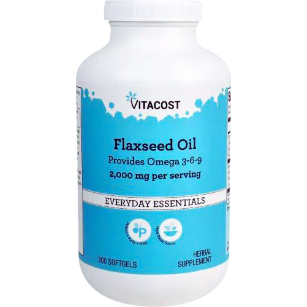 فيتامين ف من زيت الكتان العضوي بالقوة القصوى 1000 ملجم غني بالاوميجا 3-6-9 300 حبة Vitacost Flaxseed Oil (Best Before 12-05-2026)