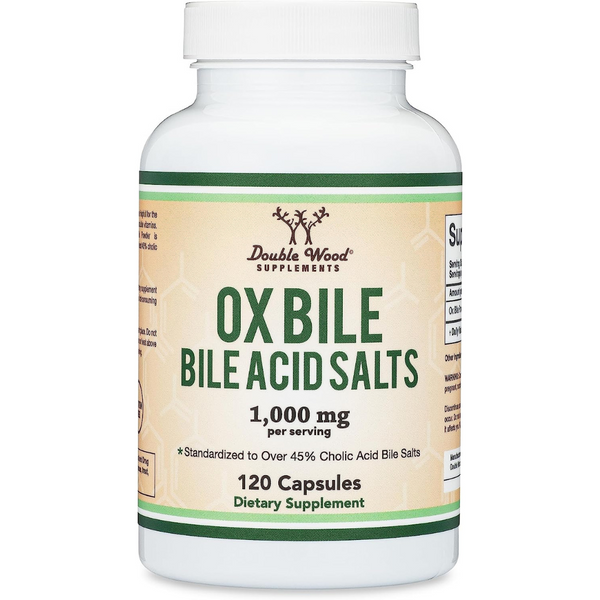 املاح المرارة بالقوة المضاعفة 500 ملغم 120 كبسولة Double Wood Ox Bile Acid Bile Salts (Best Before 01-04-2025)