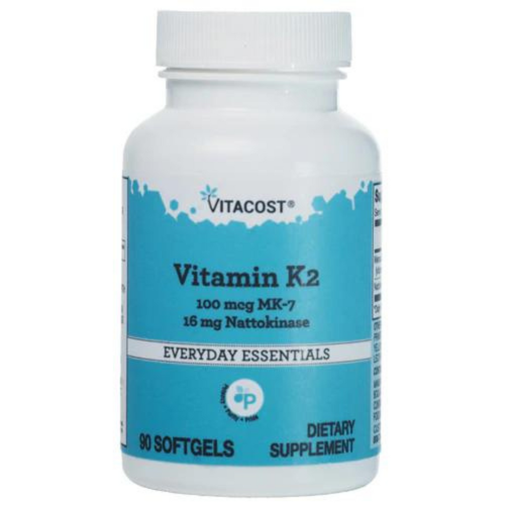 فيتامين ك2 100 مكغم 90 حبة Vitacost Vitamin K2 MK-7 With Nattokinase (Best Before 01-05-2025)