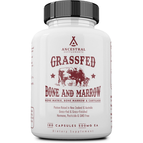تركيبة العظام ونخاع العظام والغضاريف من بقر تتغذى على العشب 500 ملجم 180 كبسولة Ancestral Supplements Grass Fed Beef Bone and Marrow non-gmo (Best Before 01-08-2027)