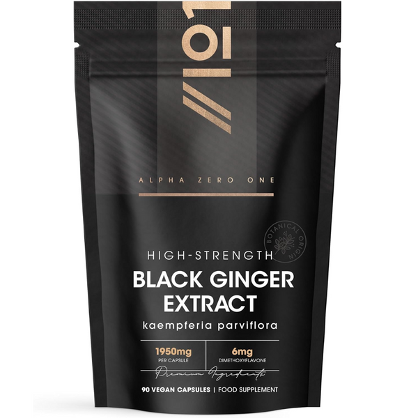 مستخلص زنجبيل أسود بالقوة القصوى يعادل 1950 ملجم 90 كبسولة ALPHA01 Black Ginger Extract High Strength 6 mg Dimethoxyflavone (Best Before 01-07-2027)