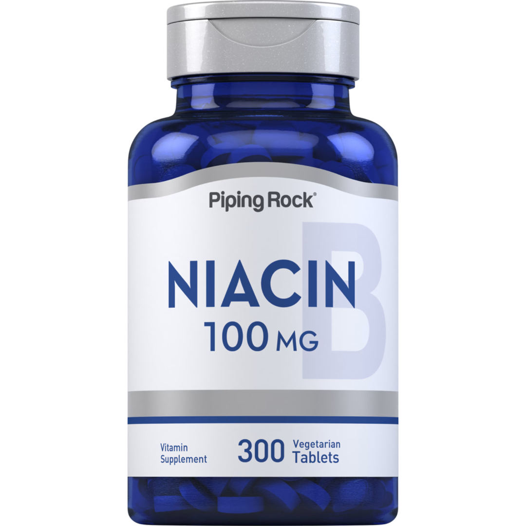 فيتامين ب 3 نياسين 100 ملجم 300 قرص PipingRock Niacin (Non-GMO) (Best Before 01-03-2027)