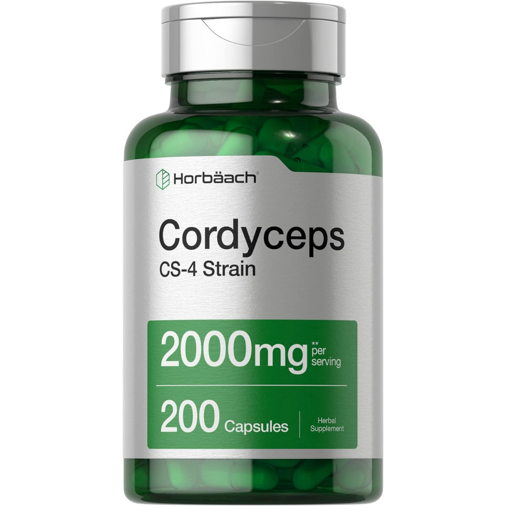 خلاصة فطر كورديسيبس تعادل 1000 ملجم 200 كبسولة Horbäach Cordyceps Mushroom (Non-GMO) (Best Before 01-08-2026)