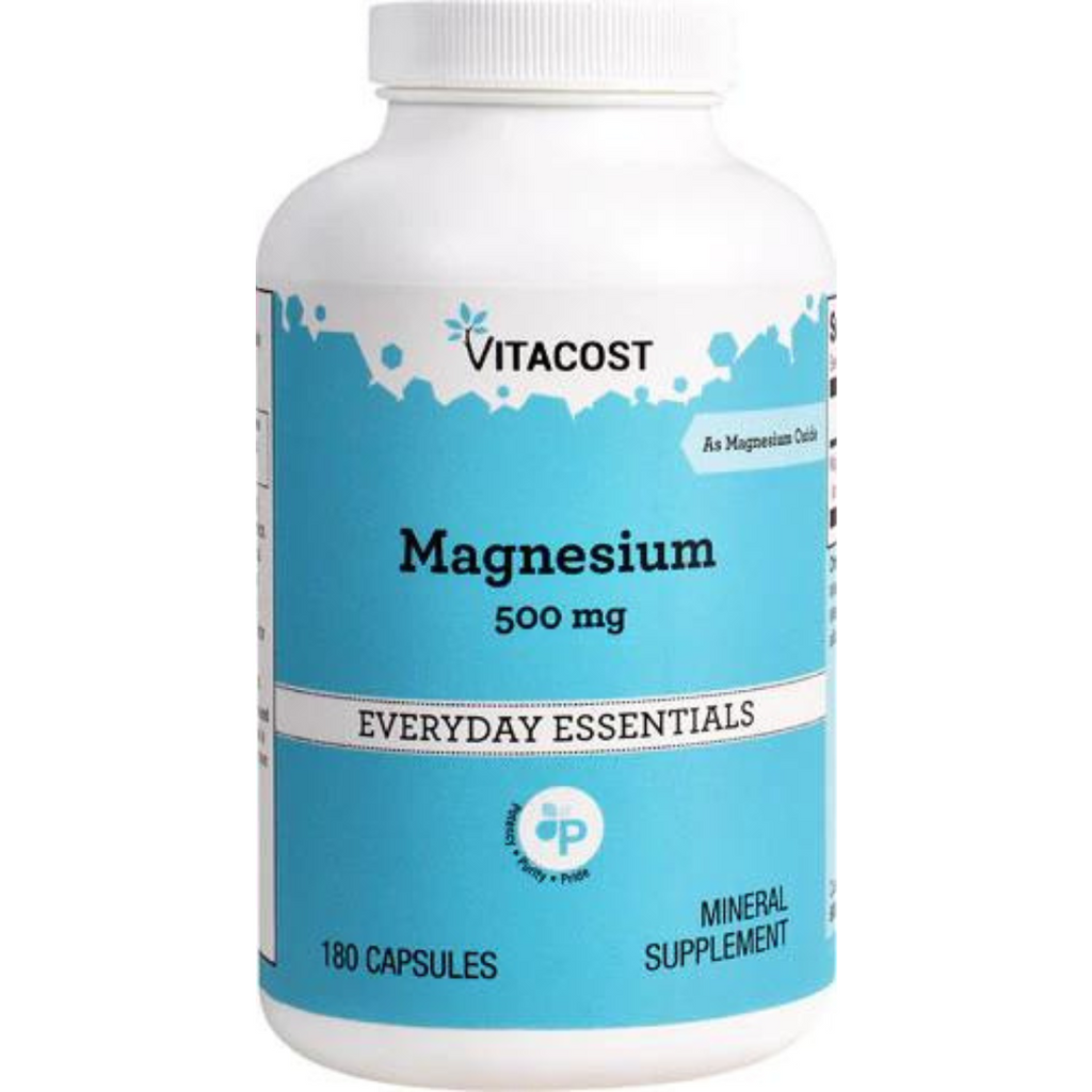 مغنيسيوم أوكسايد تركيز مضاعف 500 ملجم 180 كبسولة Vitacost Magnesium Oxide (Best Before 01-11-2024)