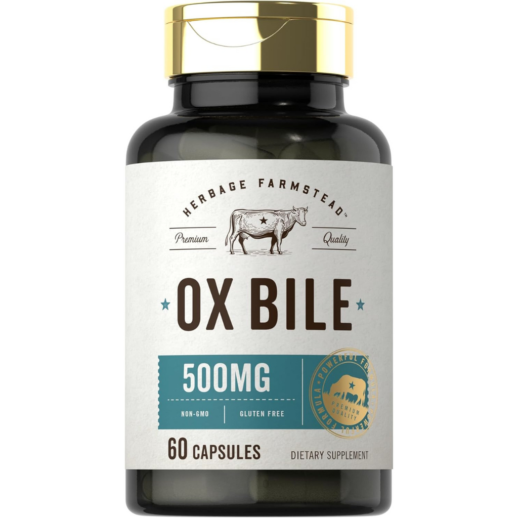 املاح المرارة 500 ملغم 60 كبسولة Herbage Farmstead Ox Bile Digestive Enzyme Non-GMO (Best Before 01-04-2026)