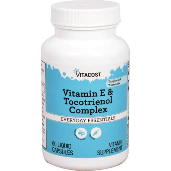 فيتامين إي كومبلكس, توكوترينول 16.6 ملغم + توكوفيرول 19 ملغم 60 كبسولة Vitacost Vitamin E & Tocotrienol Complex (Best Before 01-04-2025)
