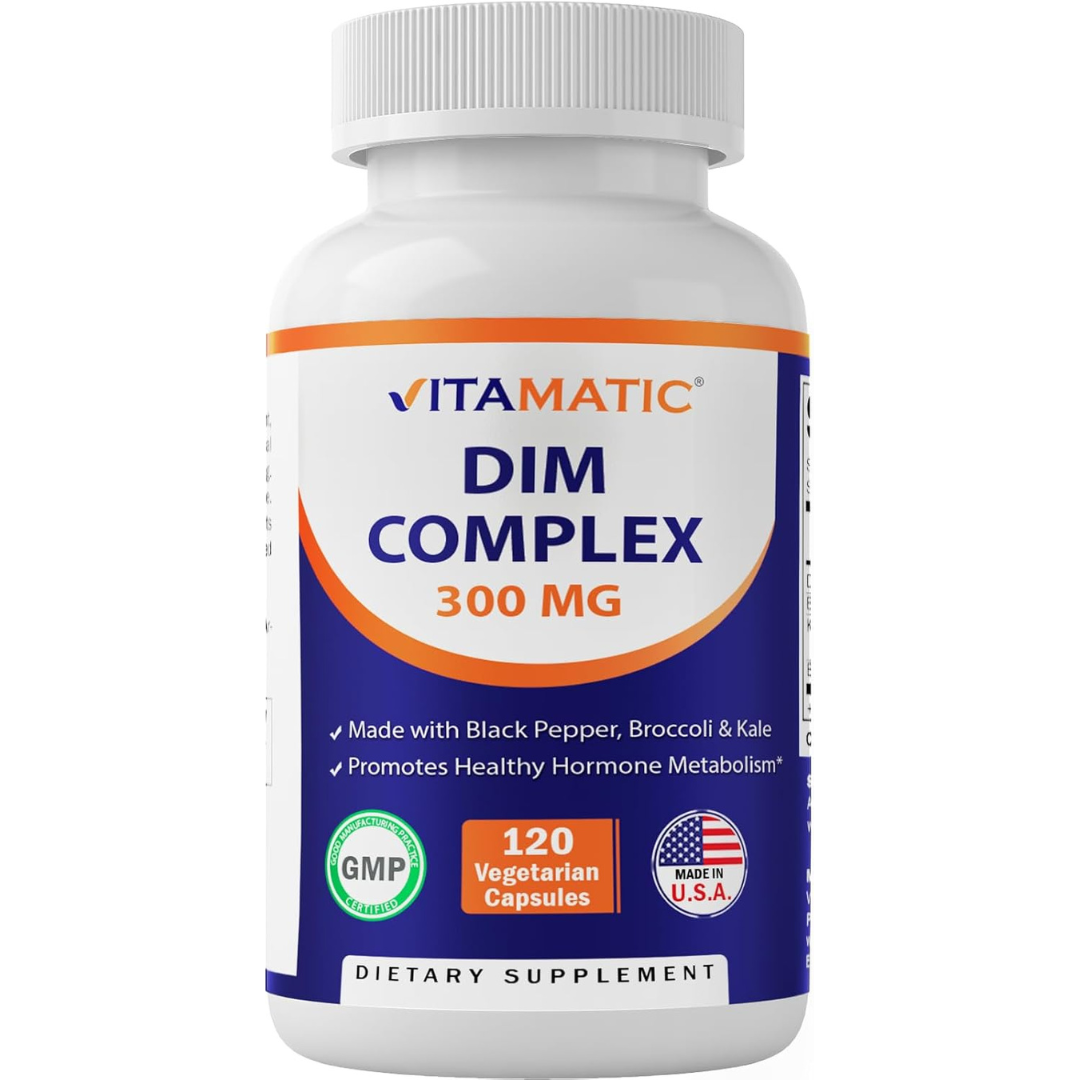 مركب دي آي  300 ملغم + بروكلي + الكرنب + فلفل أسود 120 كبسولة Vitamatic DIM Complex with Black Pepper, Broccoli Powder & Kale Powder (Best Before 01-10-2026)