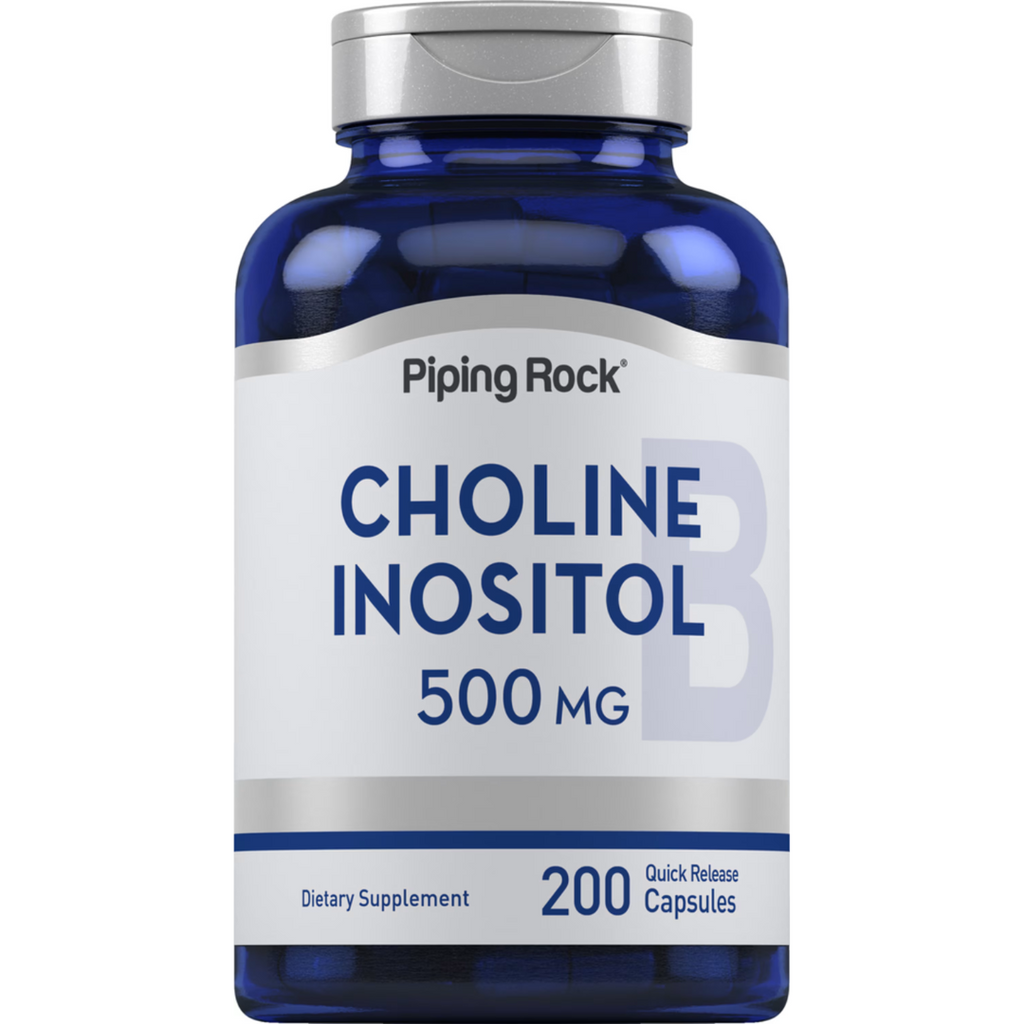 كولين وإينوزيتول 500 ملجم 200 كبسولة PipingRock Choline Inositol Non GMO (Best Before 01-06-2027)