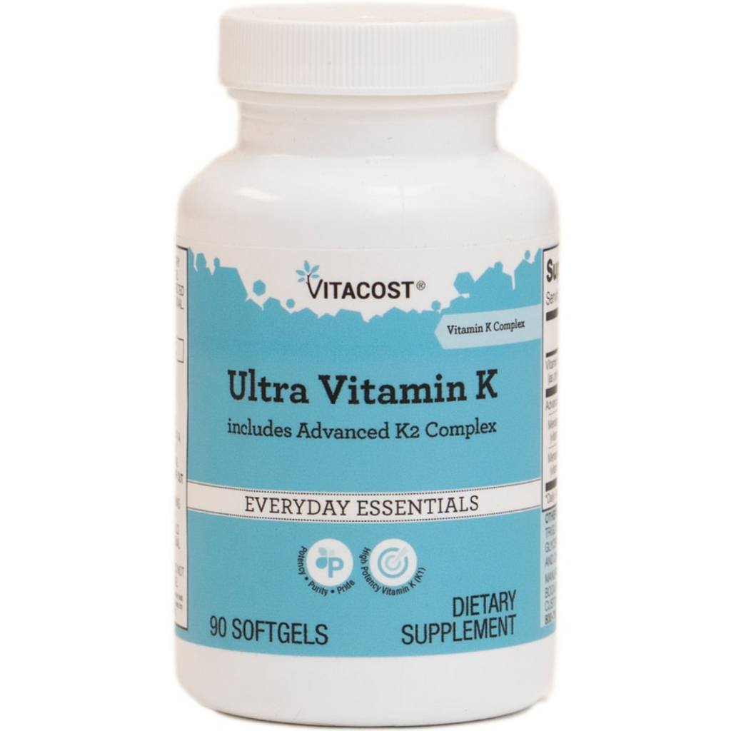 ألترا فيتامين ك كومبلكس ( ك1 1000 ميكرو + ك2 1400 ميكرو) 90 حبة Vitacost Ultra Vitamin K includes Advanced K2 Complex ( K1 + k2 MK4 - MK7 ) (Best Before 01-03-2027)