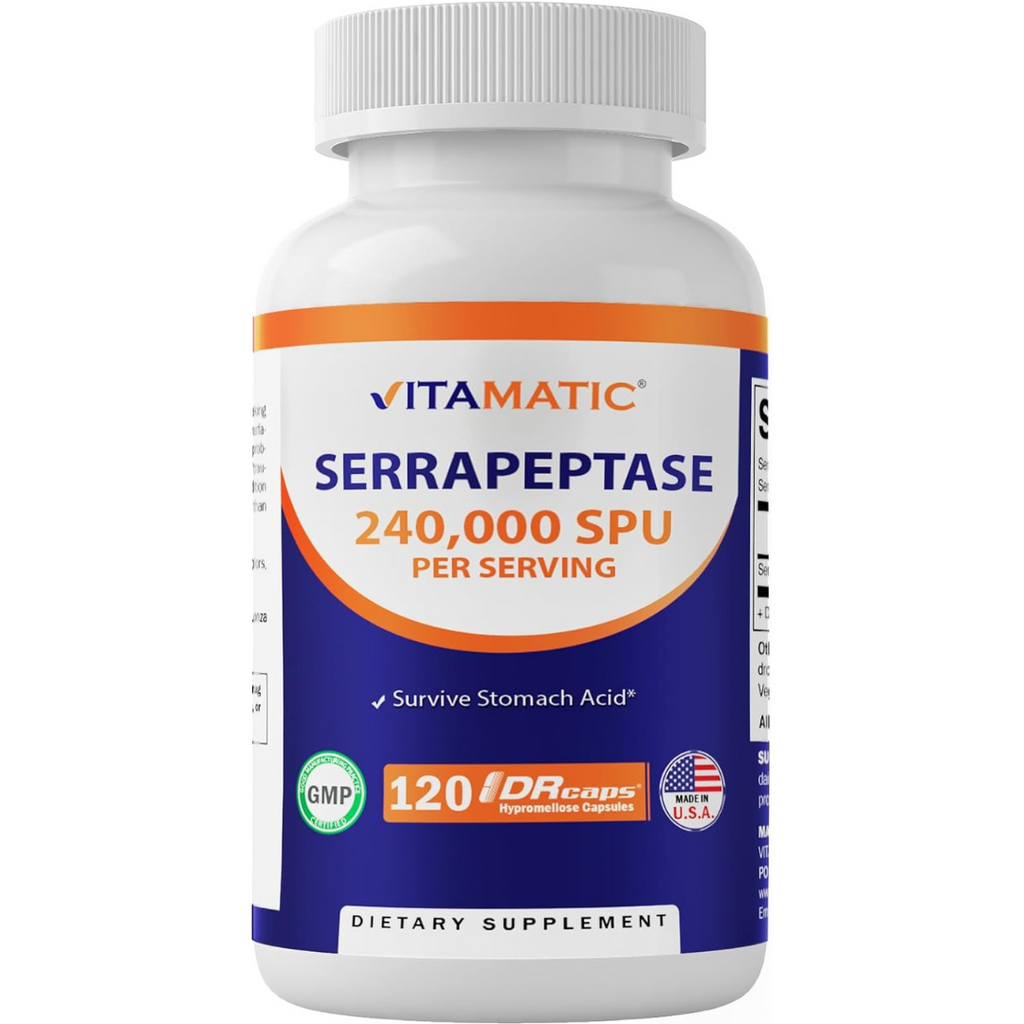 Vitamatic Serrapeptase 120,000 SPU 120 Capsules (Best Before 01-10-2026)