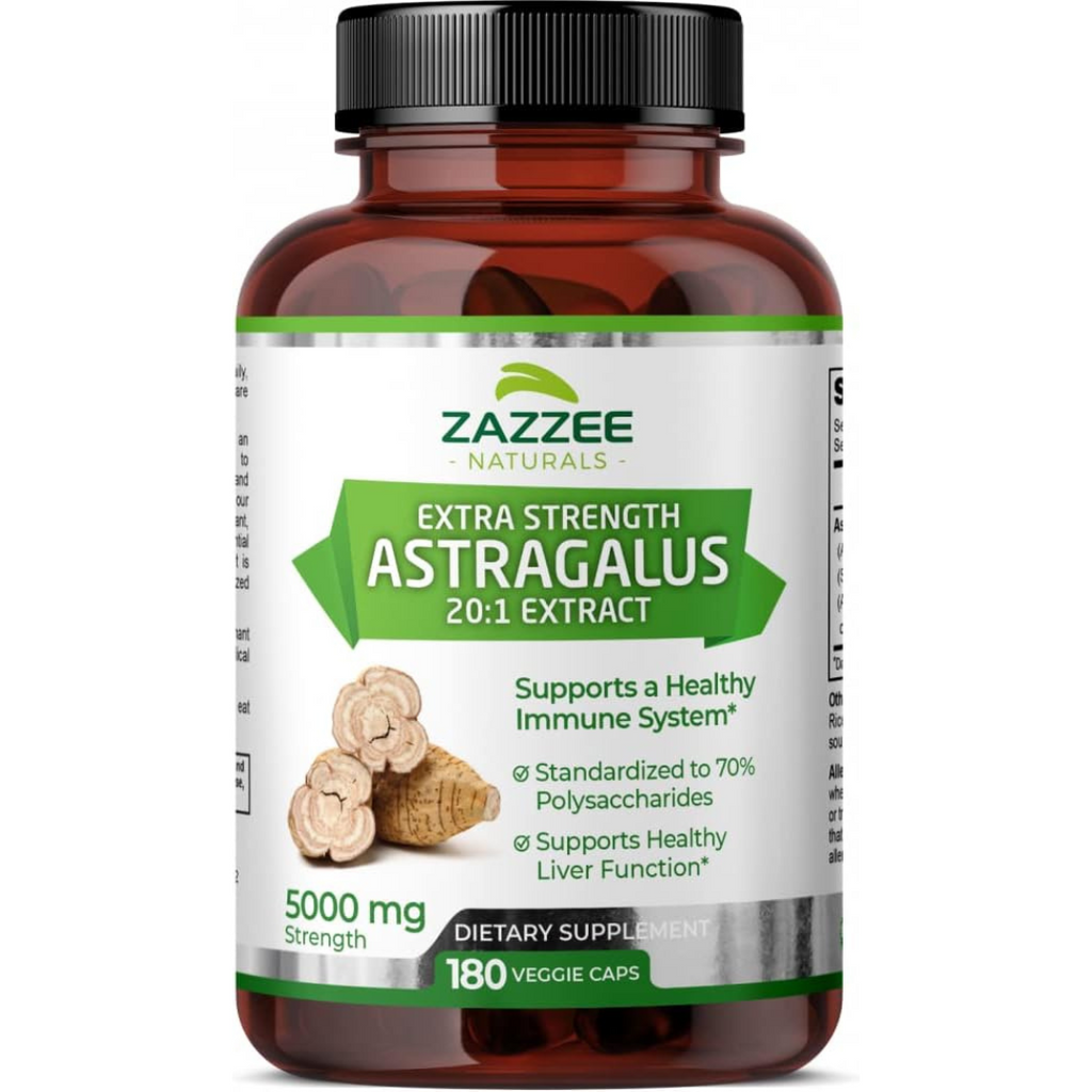 خلاصة جذور استراجالوس تعادل 5000 ملجم 180 كبسولة Zazzee Extra Strength Astragalus Root 20:1 Extract 70% Polysaccharides (Best Before 01-05-2026) خلاصة جذور استراجالوس تعادل 5000 ملجم 180 كبسولة Zazzee Extra Strength Astragalus Root 20:1 Extract 70% Polysaccharides (Best Before 01-05-2026)