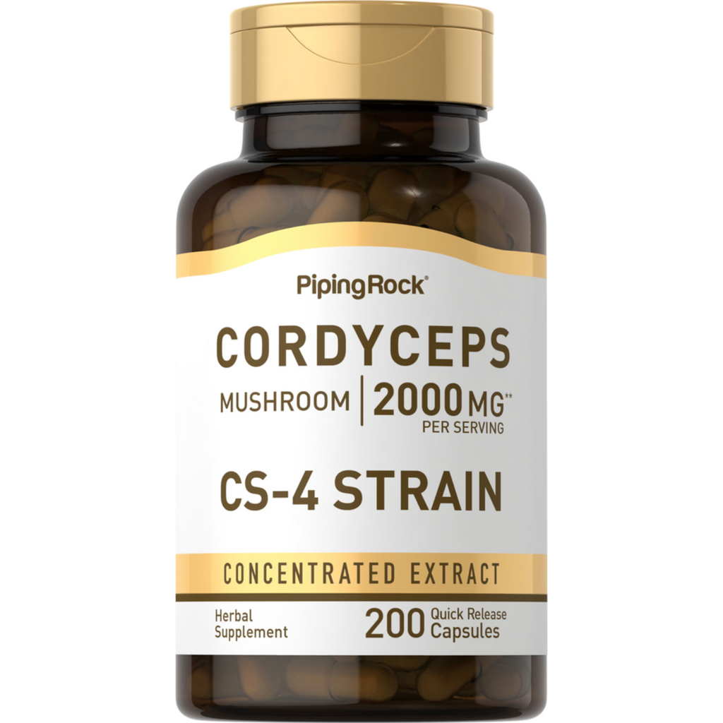 خلاصة فطر كورديسيبس تعادل 1000 ملجم 200 كبسولة PipingRock Cordyceps Mushroom Non-GMO (Best Before 01-04-2027)