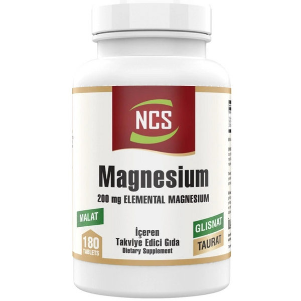 مغنيسيوم كومبلكس كليتد 200 ملغم باي جلايسينيت+ ماليت + توريت 180 قرص (منتج تركي) Ncs Magnesium Complex (Malate Taurate Glycinate Chelated) (Best Before 10-06-2027)