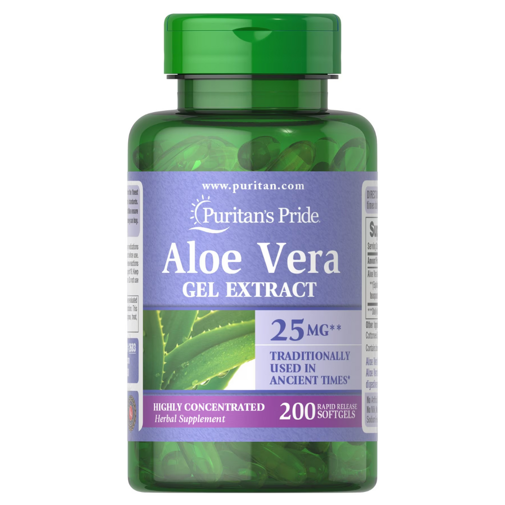 خلاصة الألوفيرا العضوية 200:1 تعادل 5000 ملجم 200 حبة Puritan's Pride Aloe Vera Extract (Best Before 01-09-2025)