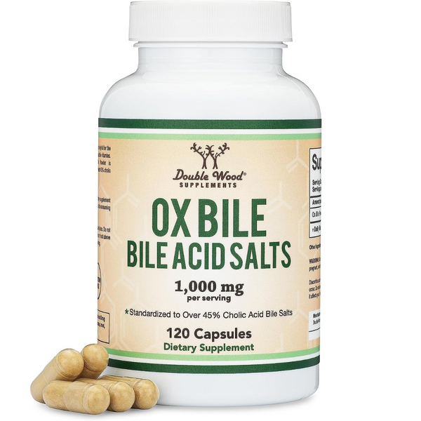 املاح المرارة بالقوة المضاعفة 500 ملغم 120 كبسولة Double Wood Ox Bile Acid Bile Salts (Best Before 01-04-2025)