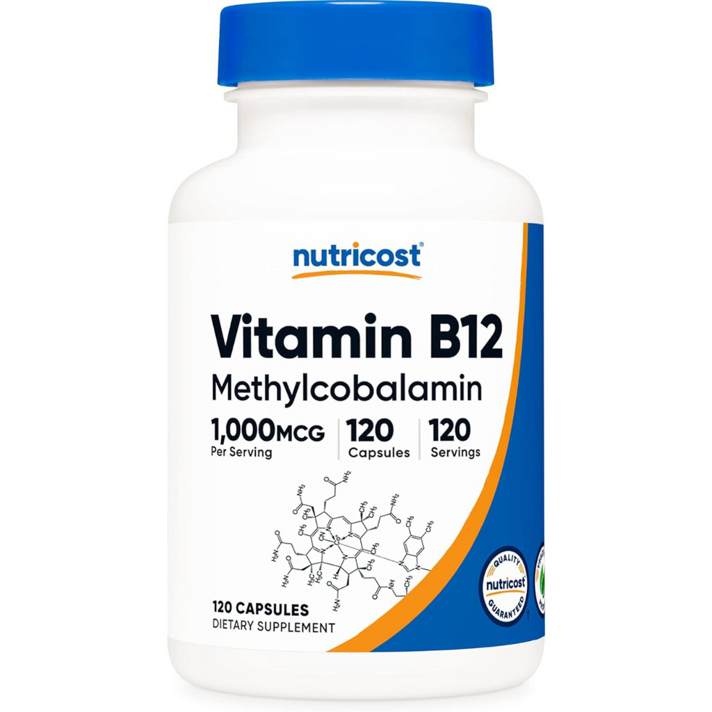 فيتامين ب12، 1000 مكجم ميثيل كوبالامين 120 كبسولة Nutricost Vitamin B12 (Methylcobalamin) (Best Before 01-02-2026)
