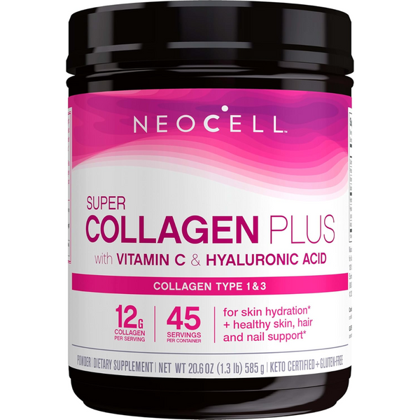 كولاجين بودرة النوع الاول والثالث الفائق مع فيتامين سي وحمض الهيالورونيك 585 جرام NeoCell Super Collagen Powder Plus includes Vitamin C & Hyaluronic Acid Promotes Type 1 & 3