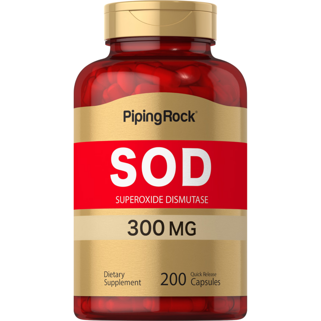 إس أو دي 300 ملجم 2400 وحدة 200 كبسولة  PipingRock SOD Supplement Superoxide Dismutase (Best Before 01-12-2024)