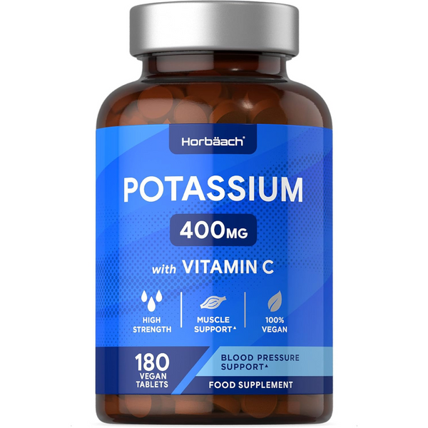بوتاسيوم 200 ملجم مع فيتامين سي 180 قرص Horbäach Potassium with Vitamin C (Best Before 01-09-2025)