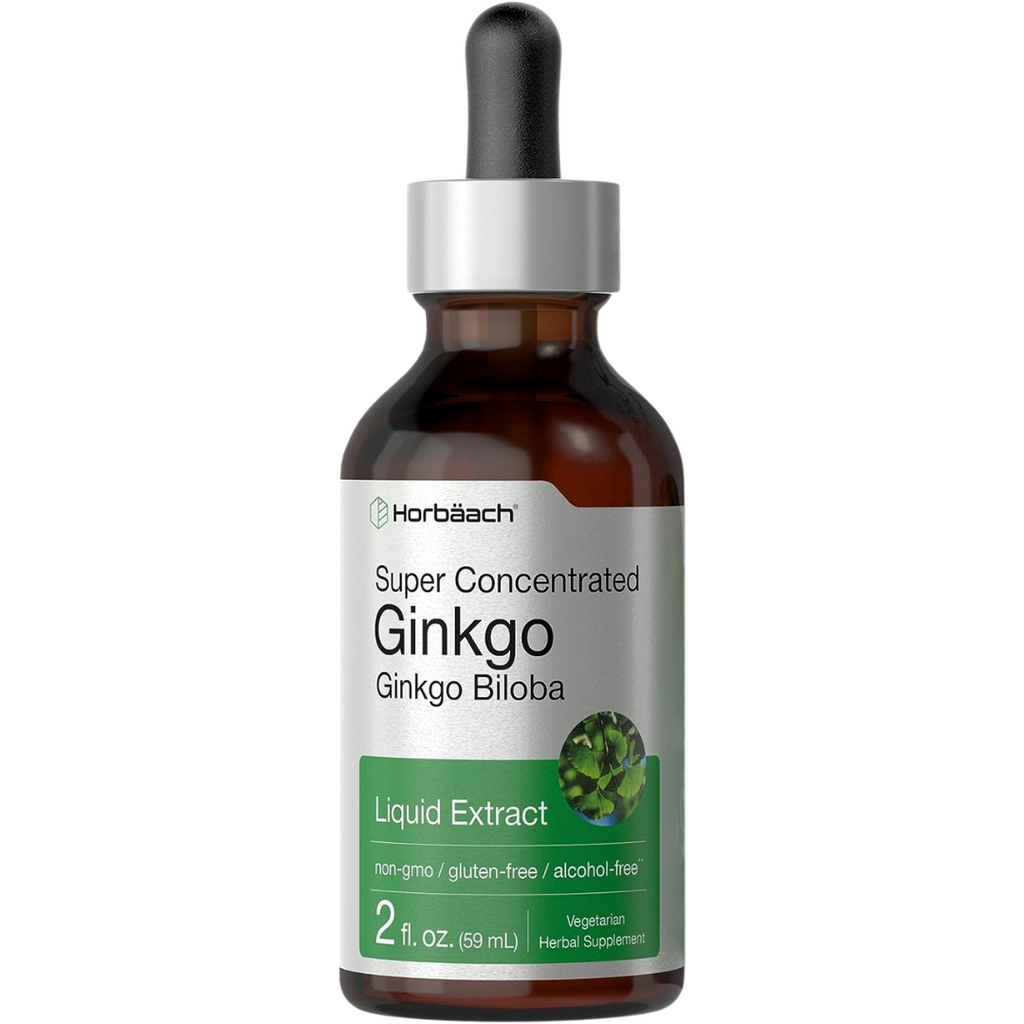 خلاصة الجنكة ( جنكو بيلوبا ) سائل بدون كحول 59 مل Horbäach Ginkgo Biloba Extract Liquid Alcohol-Free Non-GMO (Best Before 01-03-2027)