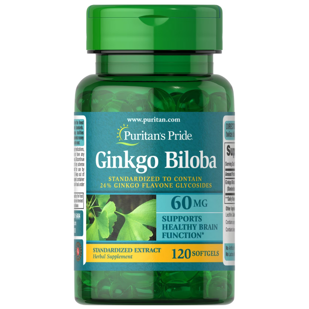 خلاصة الجنكة ( جنكو بيلوبا ) 60 ملجم 120 حبة Puritan's Pride Ginkgo Biloba Standardized Extract (Best Before 01-04-2026)