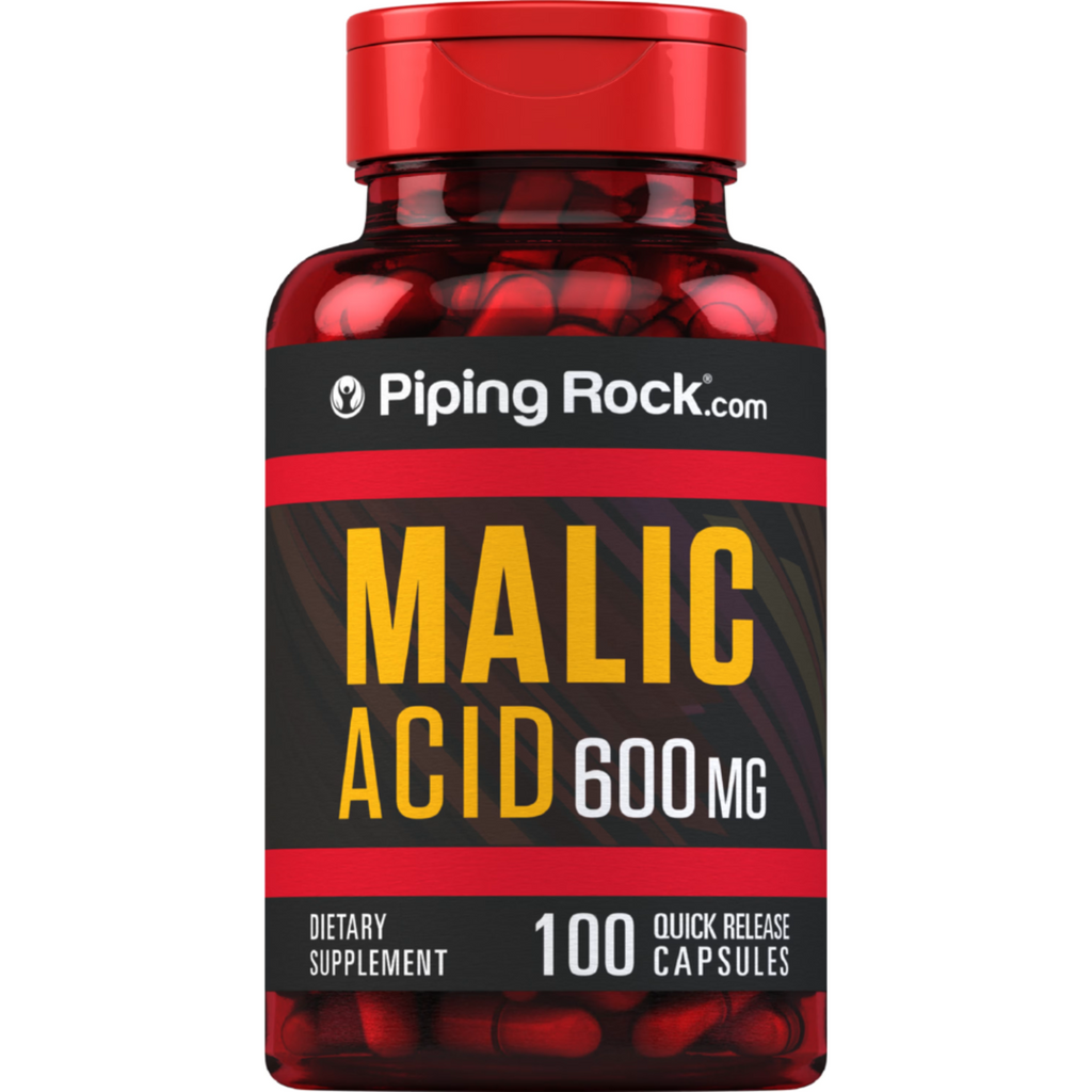 حمض الماليك (حمض التفاح) 600 ملجم 100 كبسولة PipingRock Malic Acid (Non-GMO) (Best Before 01-05-2026)