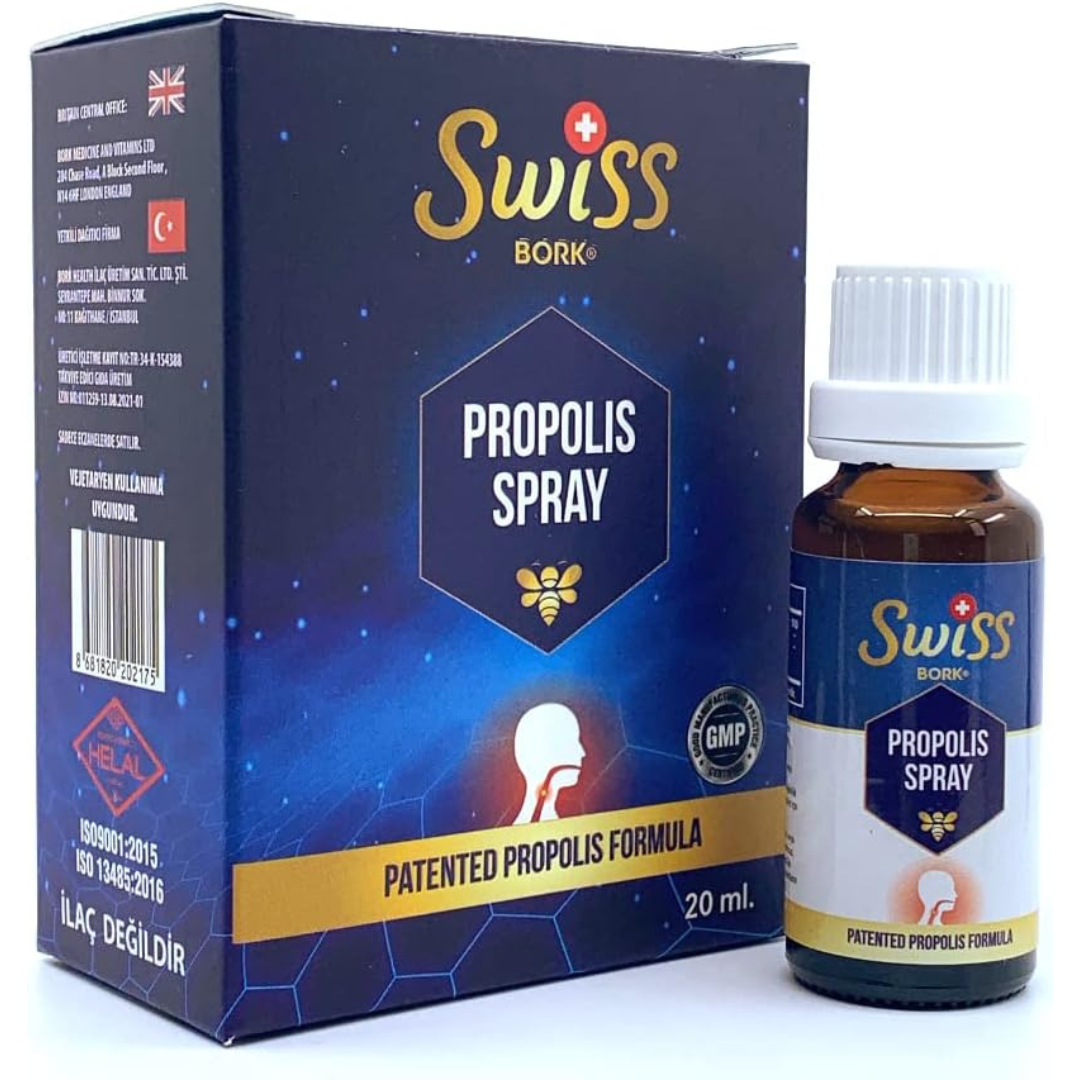 عكبر النحل سائل 20 مل (منتج تركي) Swiss Bork Premium Propolis Spray (Best Before 01-10-2026)
