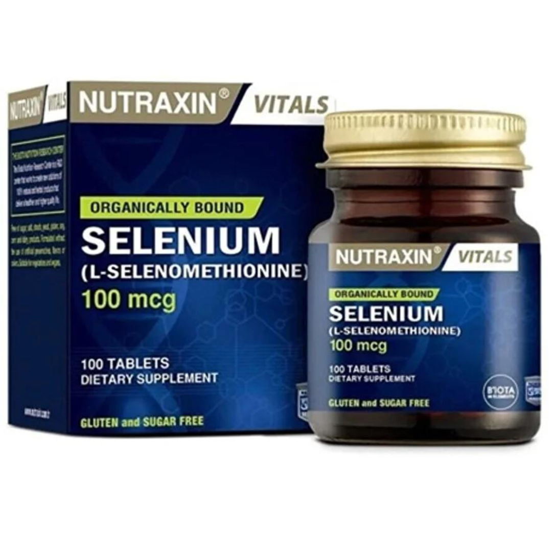 سيلينيوم أعلى امتصاص (سيلينومثيونين) 100 مكجم 100 قرص (منتج تركي) Nutraxin Selenium (L-Selenomethionine) Yeast-Free (Best Before 01-09-2026)