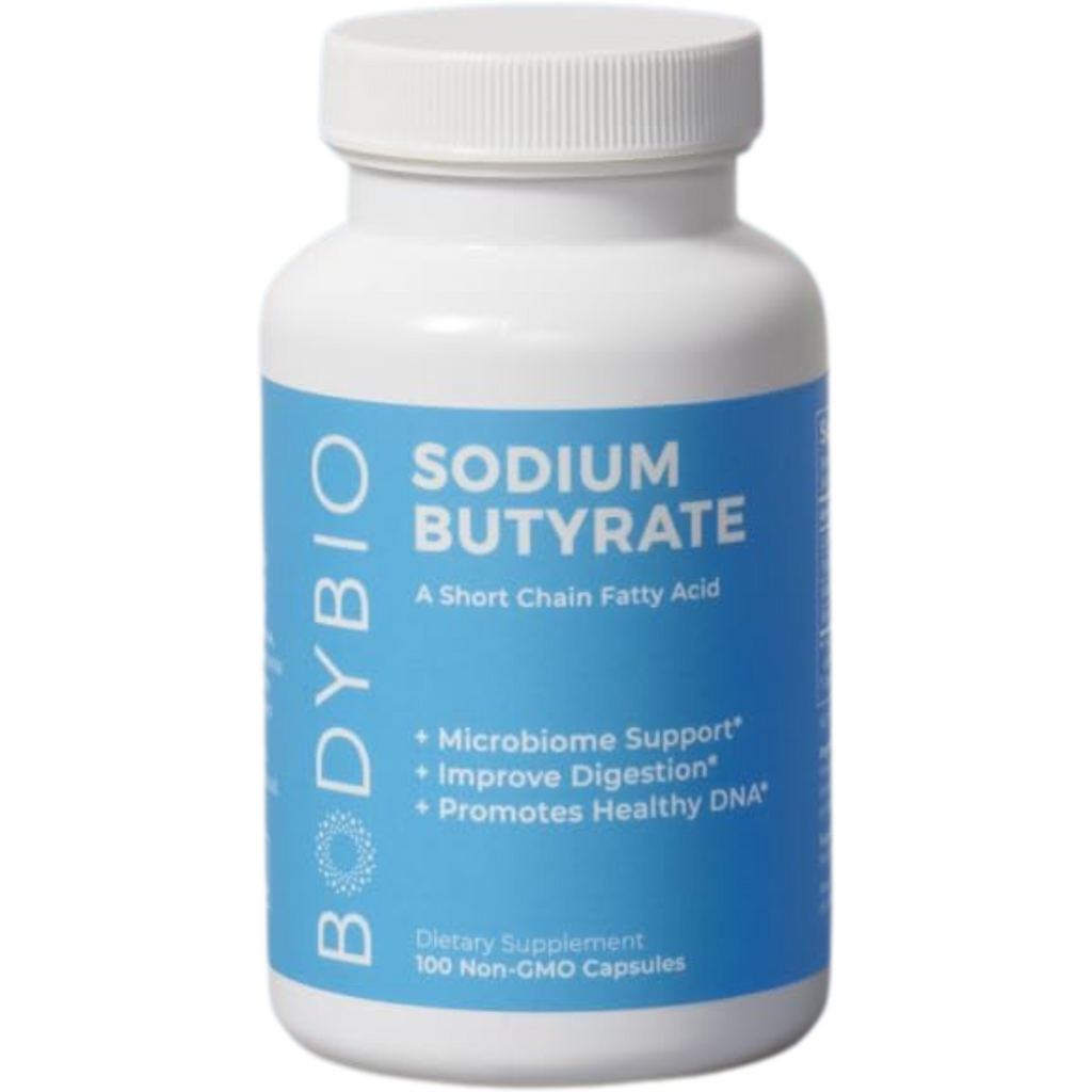 بوتوريت الصوديوم، 600 ملغم 60 كبسولة BodyBio Sodium Butyrate (Best Before 01-08-2026)