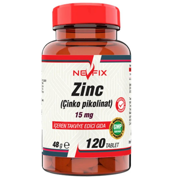 زنك بيكولينات 15 ملجم 120 قرص (منتج تركي) Nevfix Zinc Picolinate (Best Before 10-05-2027)