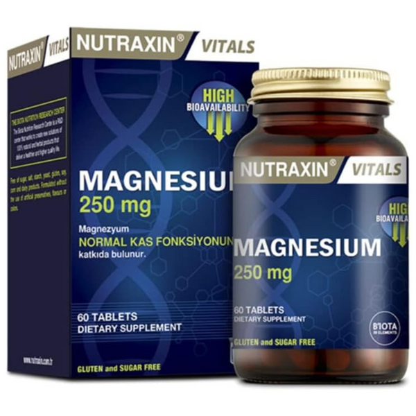 مغنيسيوم ستريت بالقوة المضاعفة 250 ملغم 60 قرص (منتج تركي) Nutraxin Magnesium Citrate (Best Before 01-03-2028)