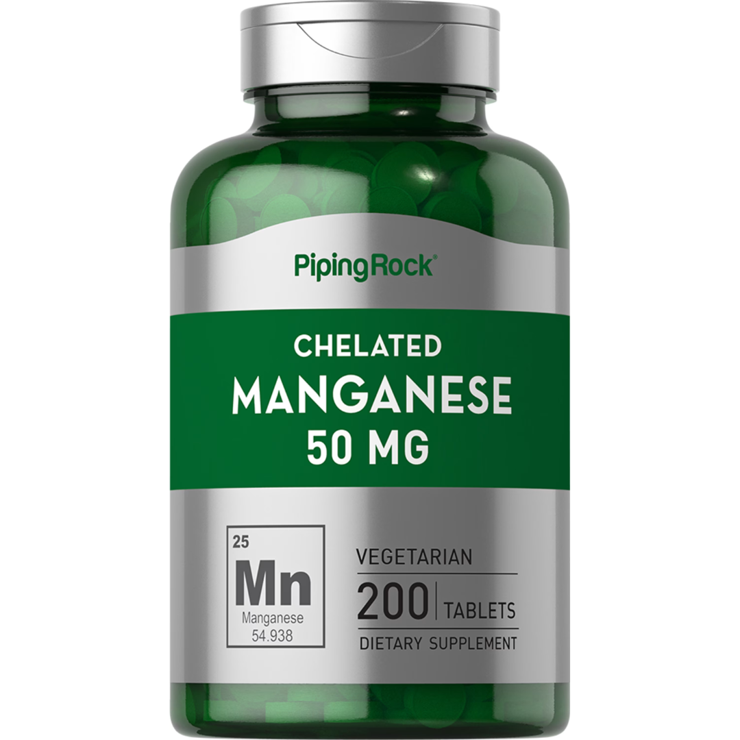 منغنيز 50 ملجم 200 قرص Pipingrock Manganese Non-GMO (Best Before 01-02-2027)