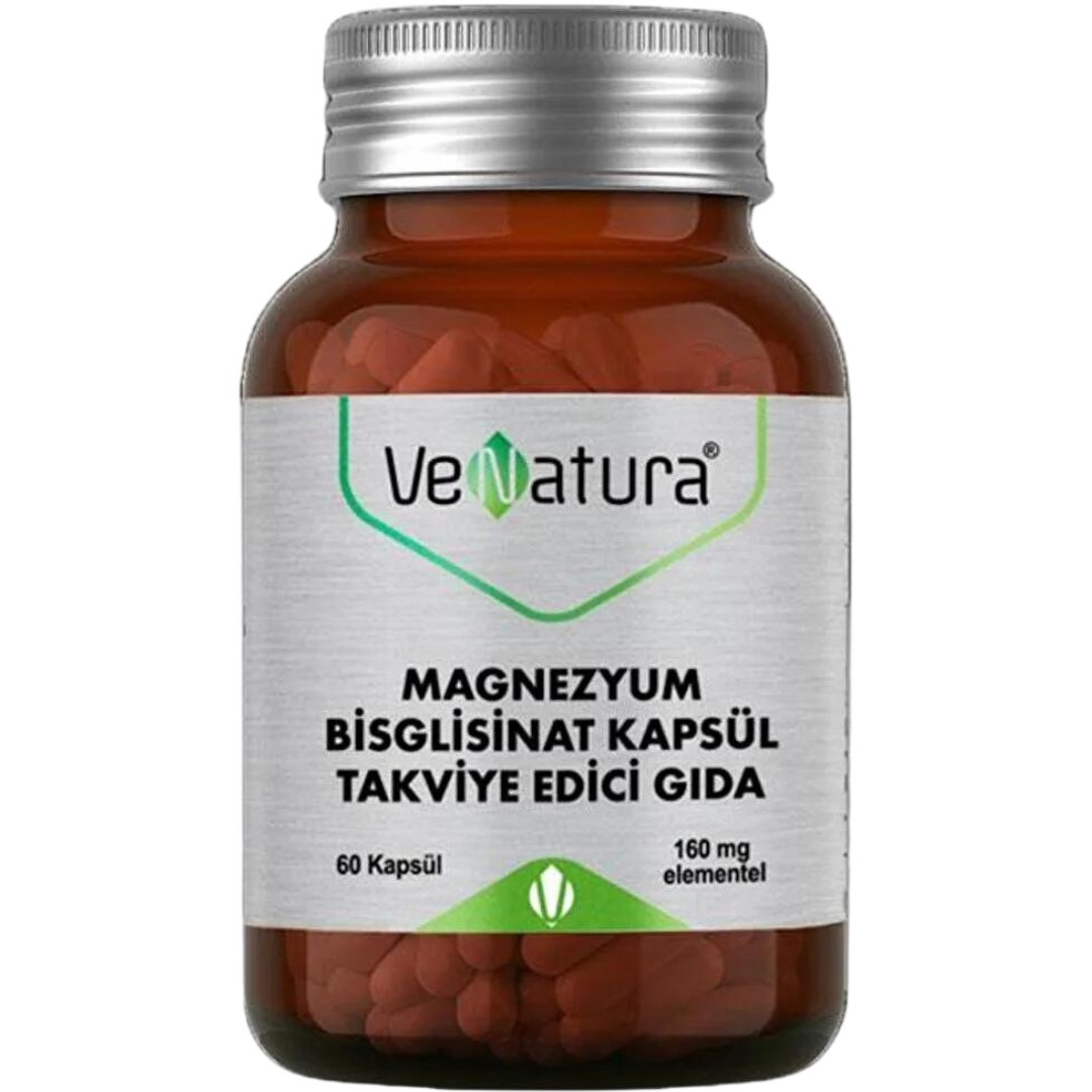 مغنيسيوم باي جلايسينيت كليتد 160 ملجم 60 كبسولة (منتج تركي) VeNatura Magnesium Bisglycinate Chelated (Best Before 01-06-2028)
